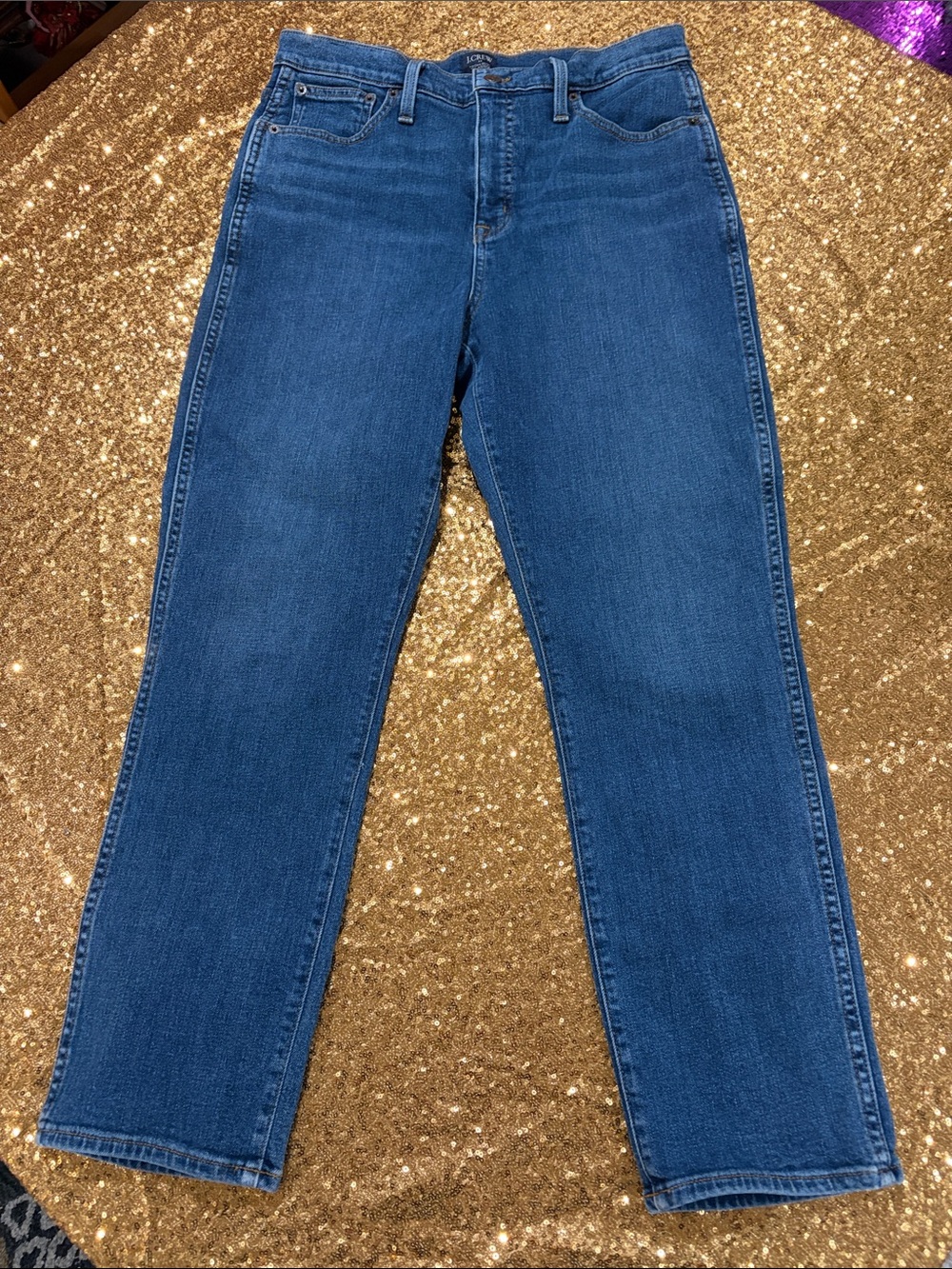 J. Crew Women's Mid-Rise Straight-Leg Jeans in Classic Blue,
